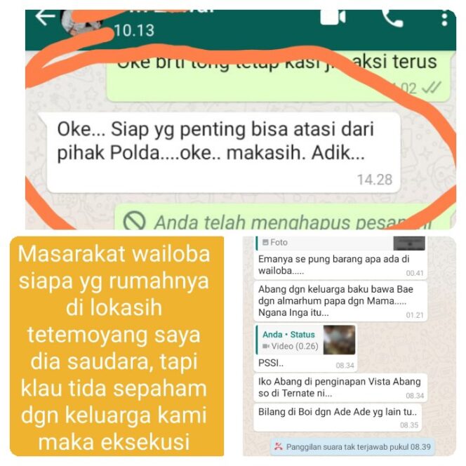 Salah satu percakapan direktur CV. Az-Zahra Karya yang discrenshoot lewat WhatsApp.