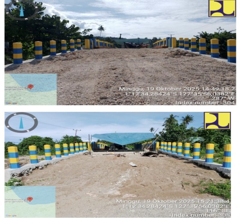 Pembangunan Jembatan Ake Jojame, Desa Madopolo, Pulau Obi.